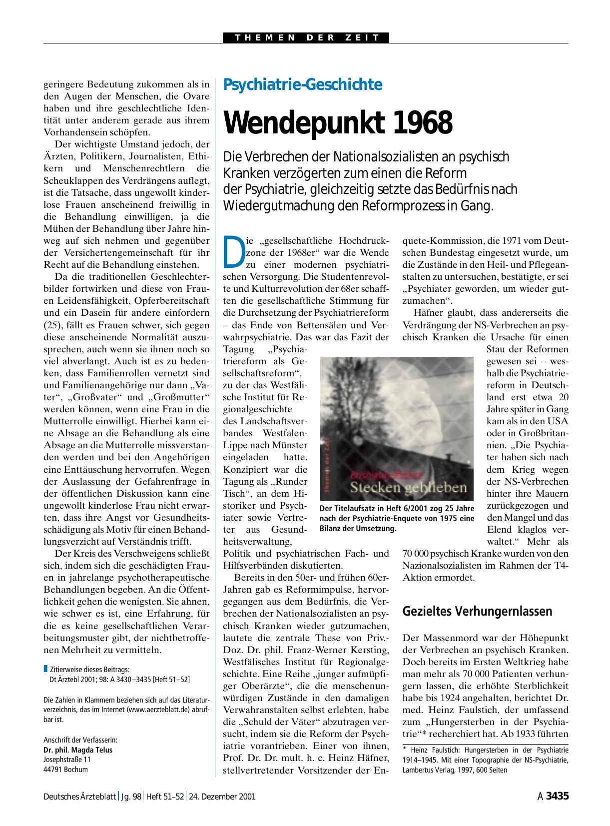 Vorschauseite 1: Psychiatrie-Geschichte: Wendepunkt 1968