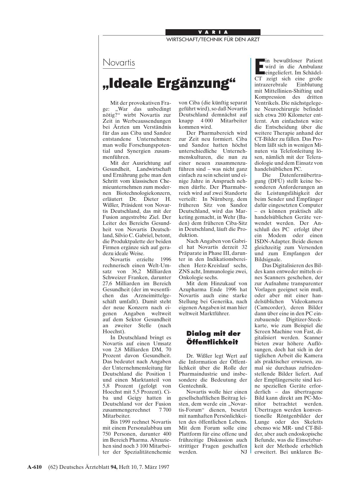 Vorschauseite 1: Novartis: „Ideale Ergänzung“