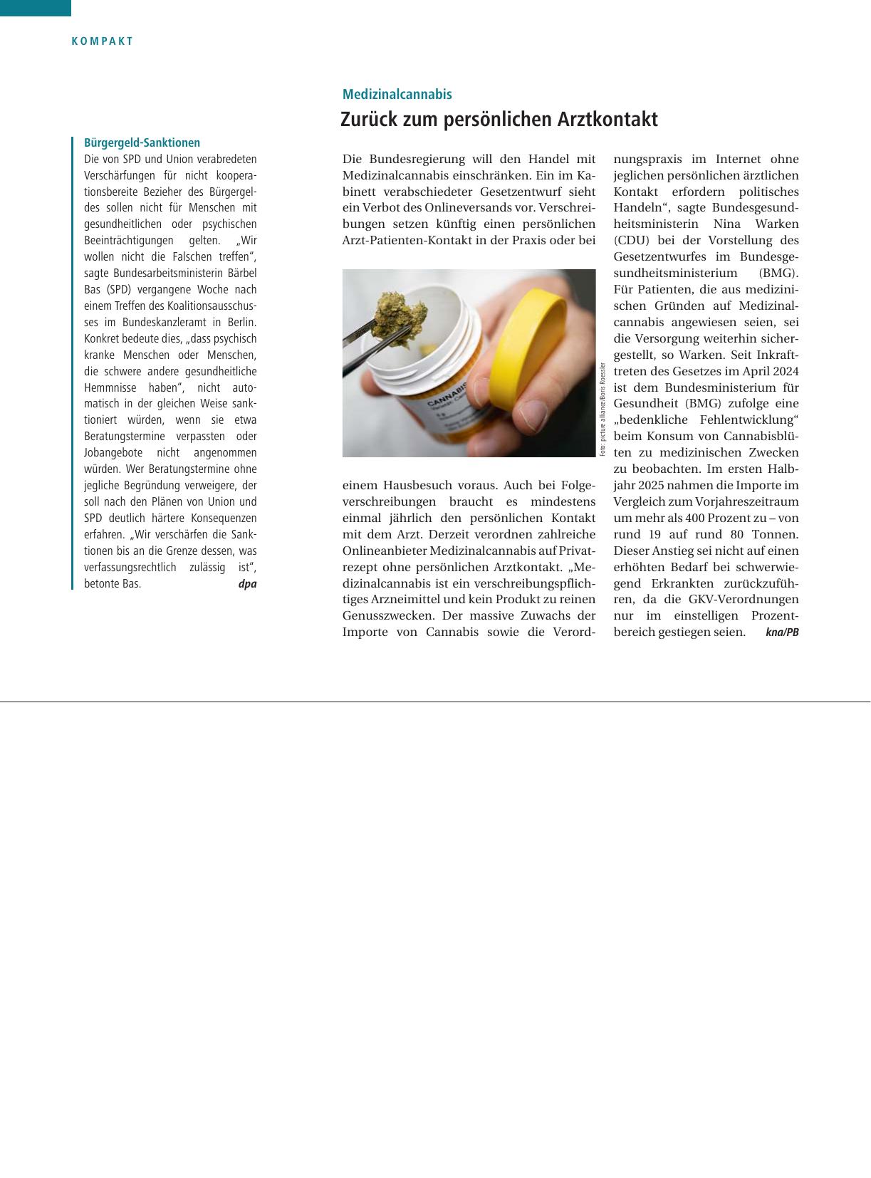Vorschauseite 1: Medizinalcannabis: Zurück zum persönlichen Arztkontakt