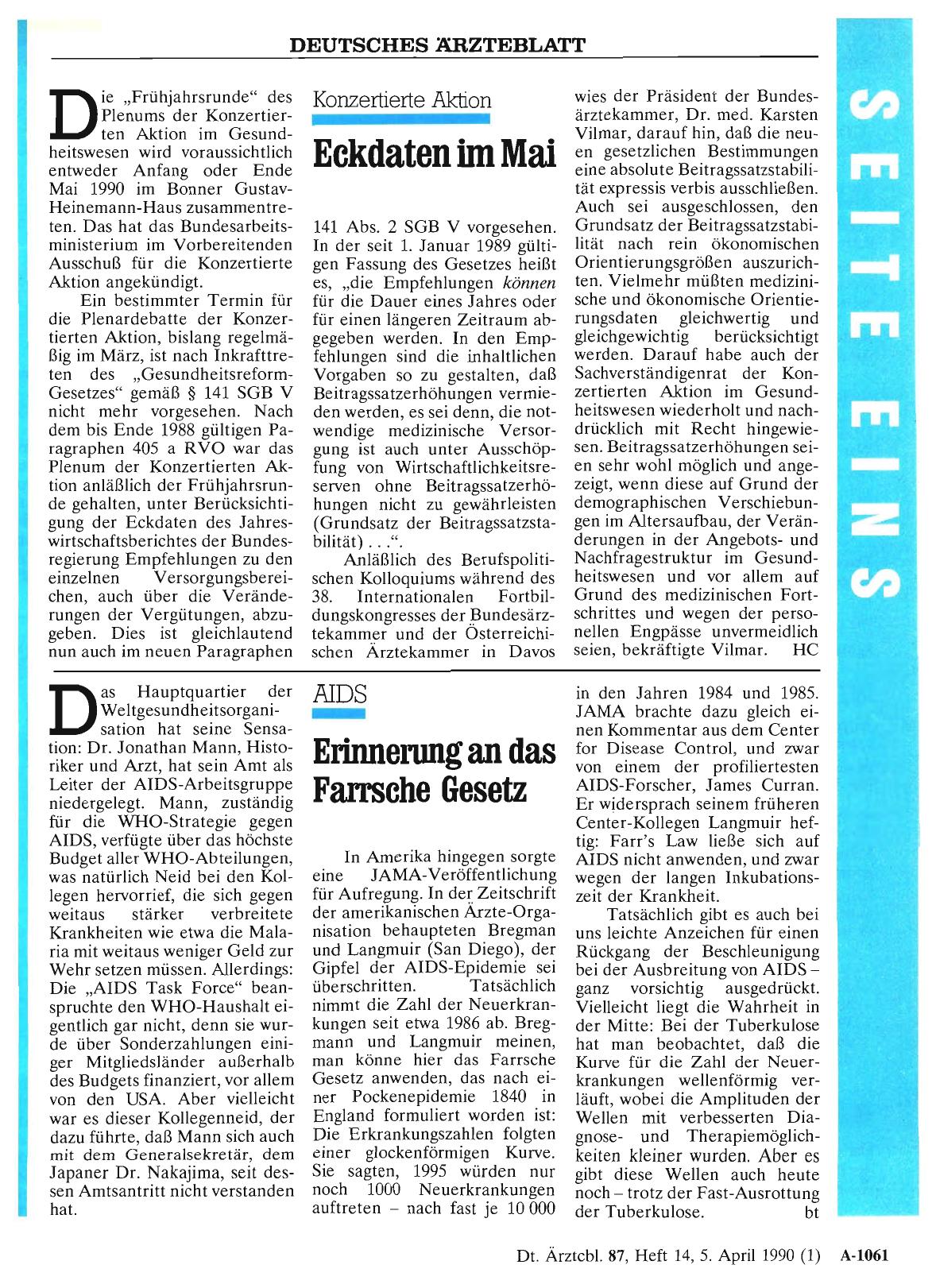 Vorschauseite 1: AIDS: Erinnerung an das Farrsche Gesetz