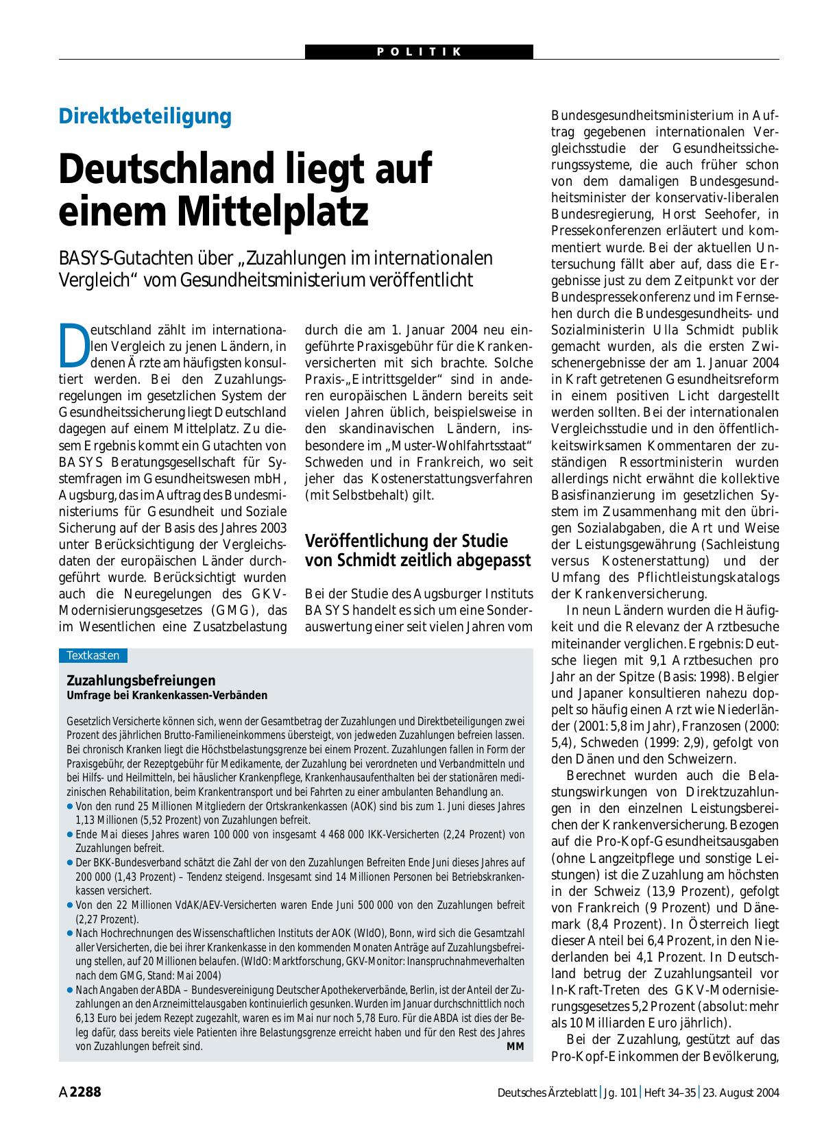Vorschauseite 1: Direktbeteiligung: Deutschland liegt auf einem Mittelplatz