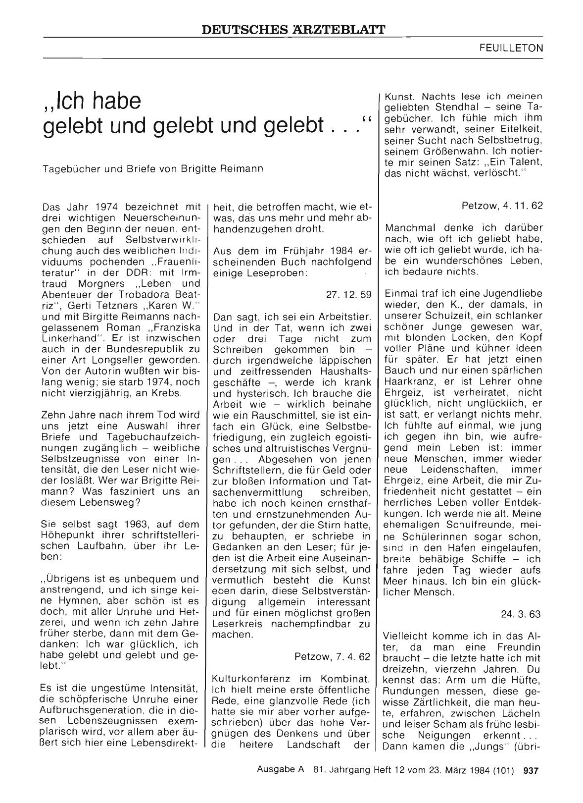 Vorschauseite 1: „Ich habe gelebt und gelebt und gelebt. .. „