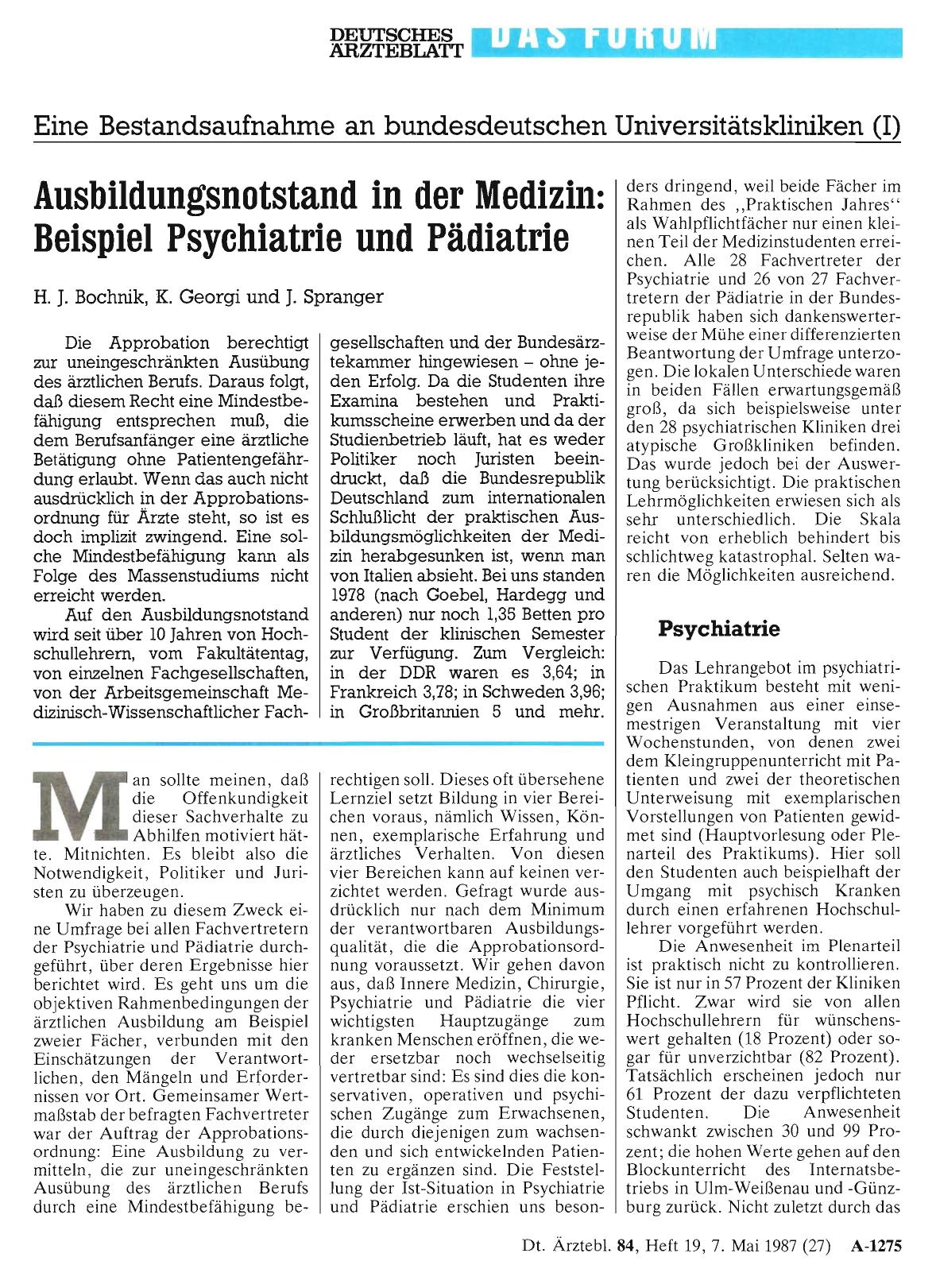 Vorschauseite 1: Ausbildungsnotstand in der Medizin: Beispiel Psychiatrie und Pädiatrie