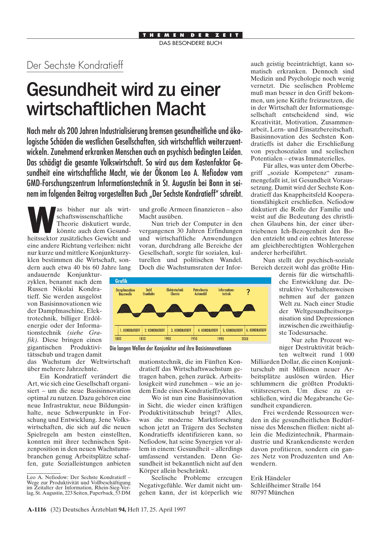 Vorschauseite 1: Der Sechste Kondratieff: Gesundheit wird zu einer wirtschaftlichen Macht