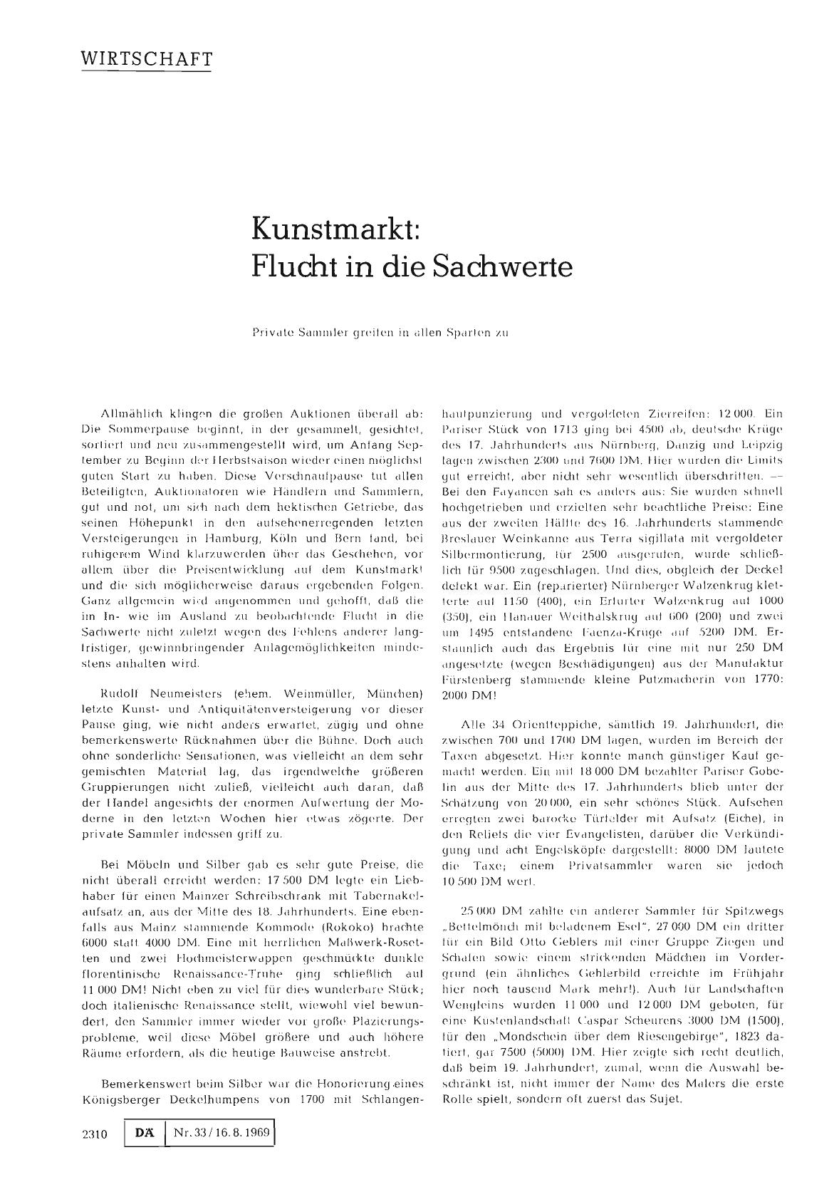 Vorschauseite 1: Kunstmarkt: Flucht in die Sachwerte