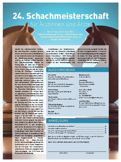 Vorschauseite 1: 24. Schachmeisterschaft für Ärztinnen und Ärzte
