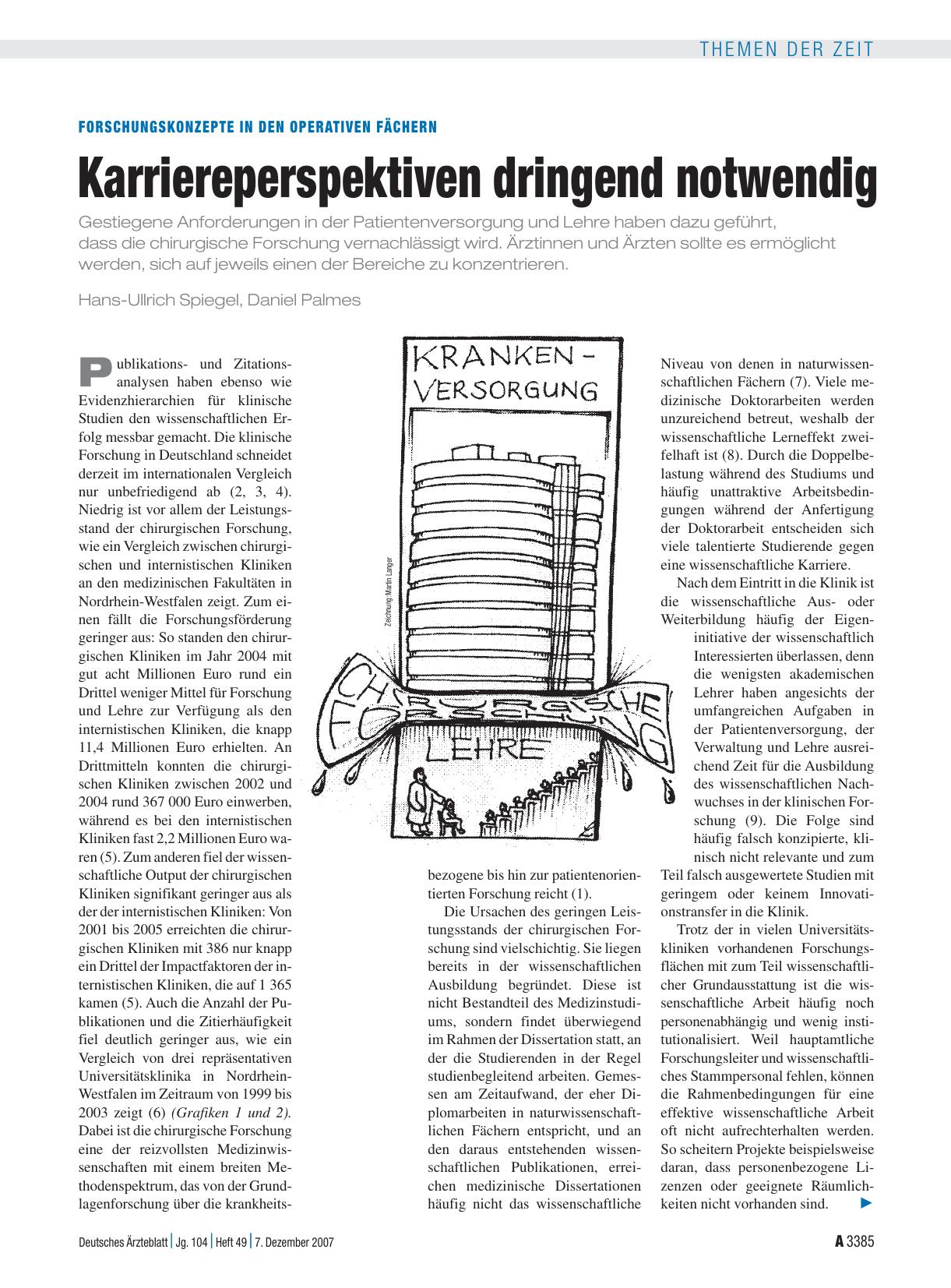Vorschauseite 1: Forschungskonzepte in den operativen Fächern: Karriereperspektiven dringend notwendig