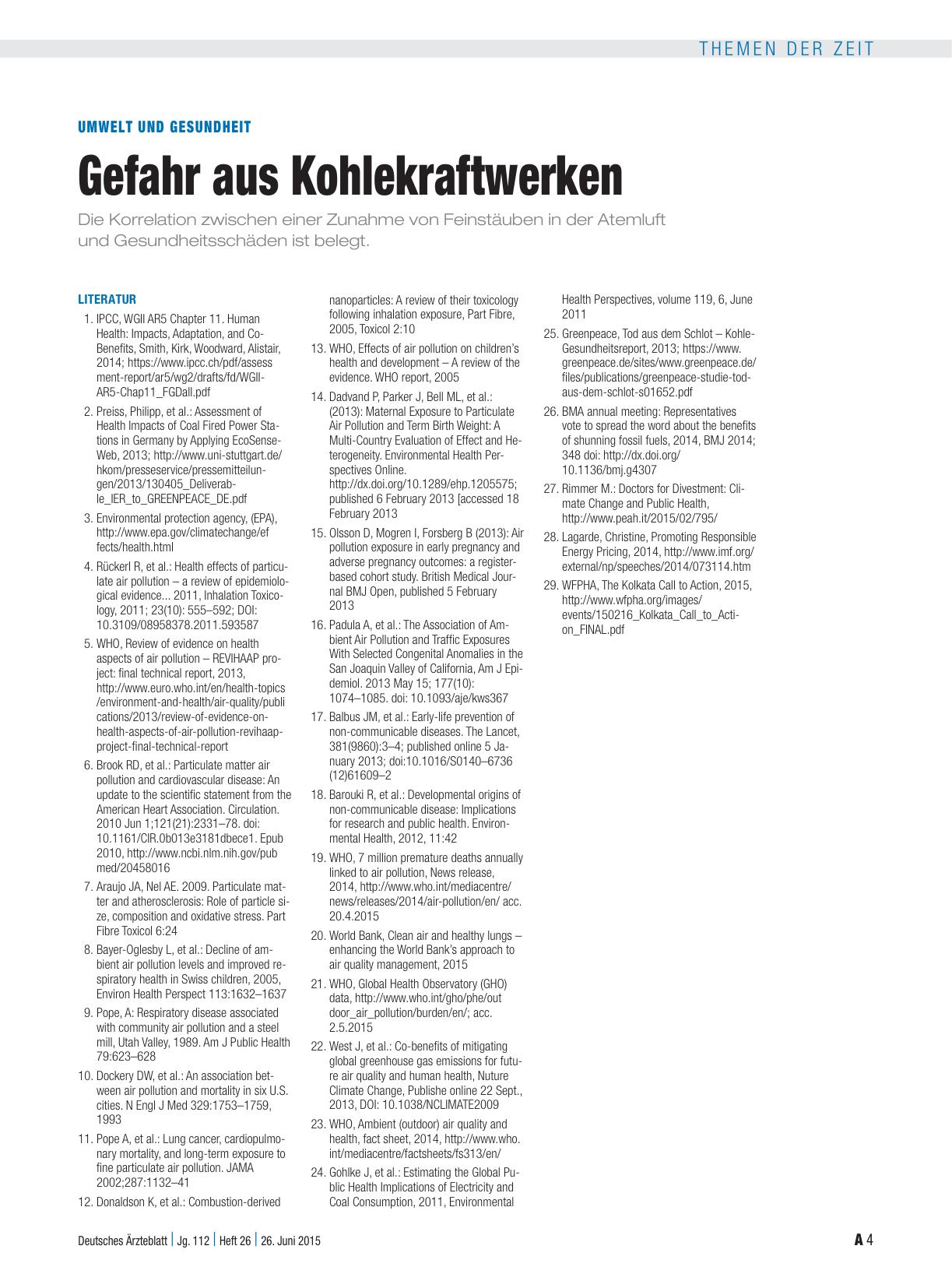 Vorschauseite 4: Umwelt und Gesundheit: Gefahr aus Kohlekraftwerken