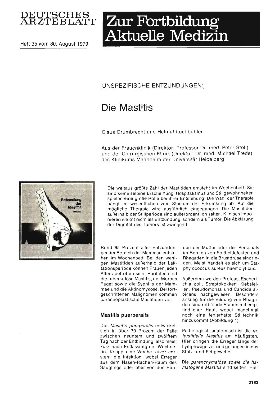 Vorschauseite 1: UNSPEZIFISCHE ENTZUNDUNGEN: Die Mastitis