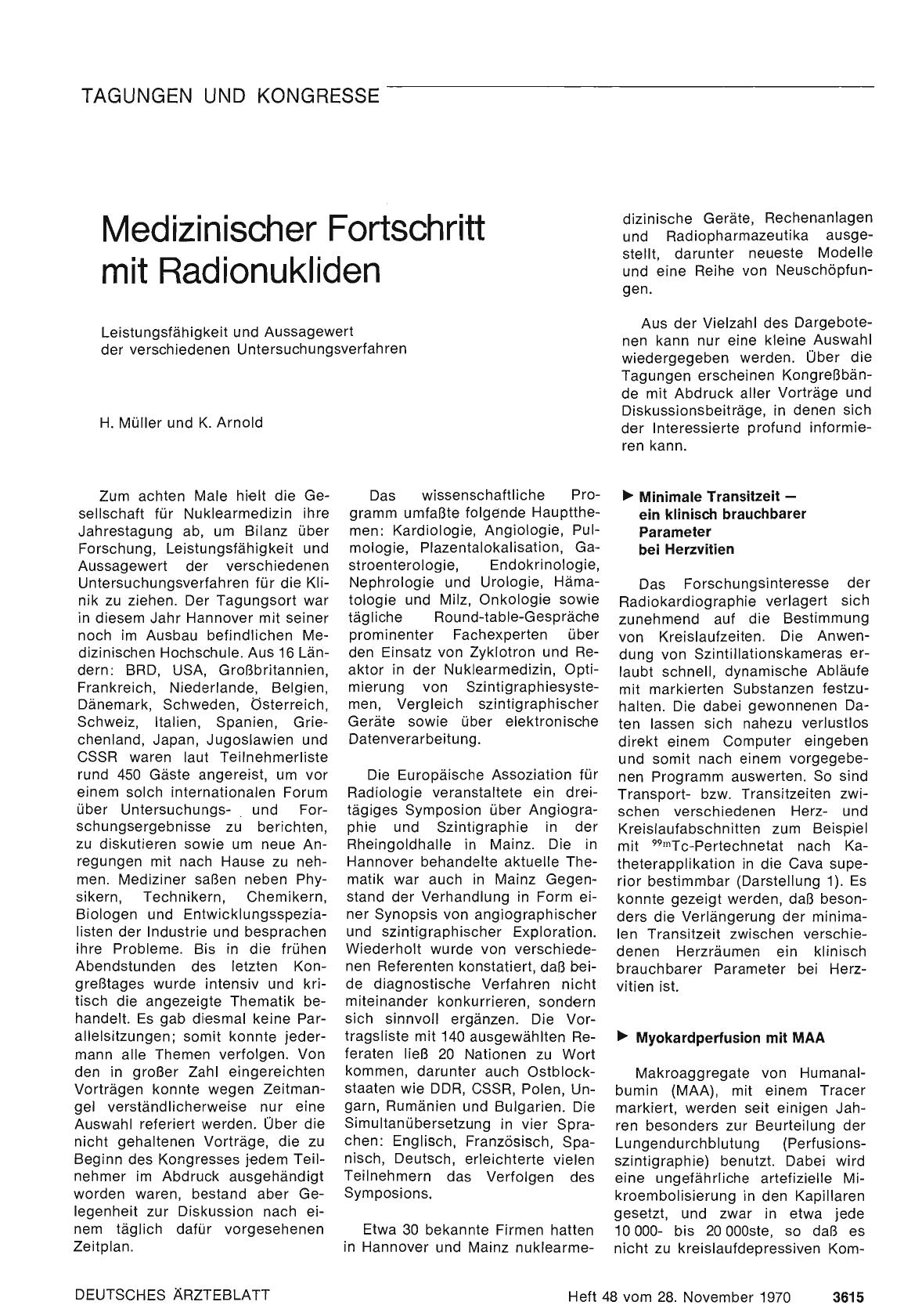 Vorschauseite 1: Medizinischer Fortschritt mit Radionukliden
