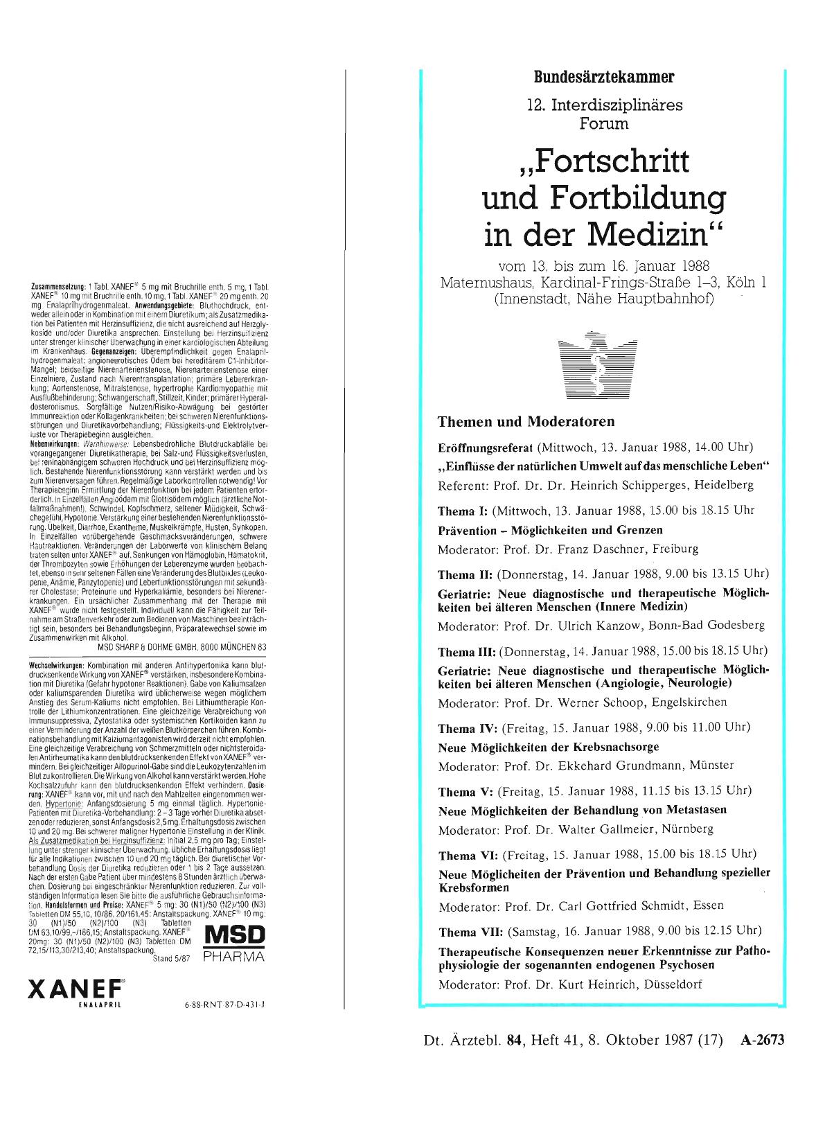Vorschauseite 1: 12. Interdisziplinäres Forum: „Fortschritt und Fortbildung in der Medizin“