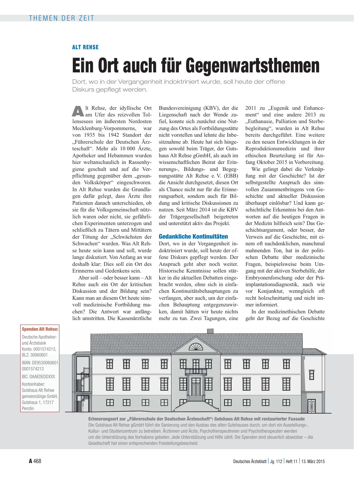 Vorschauseite 1: Alt Rehse: Ein Ort auch für Gegenwartsthemen