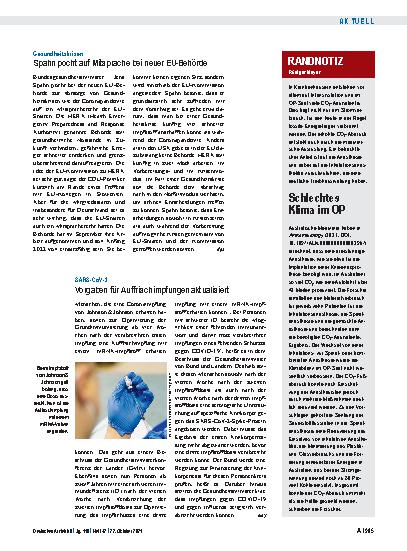 Vorschauseite 1: Randnotiz: Schlechtes Klima im OP