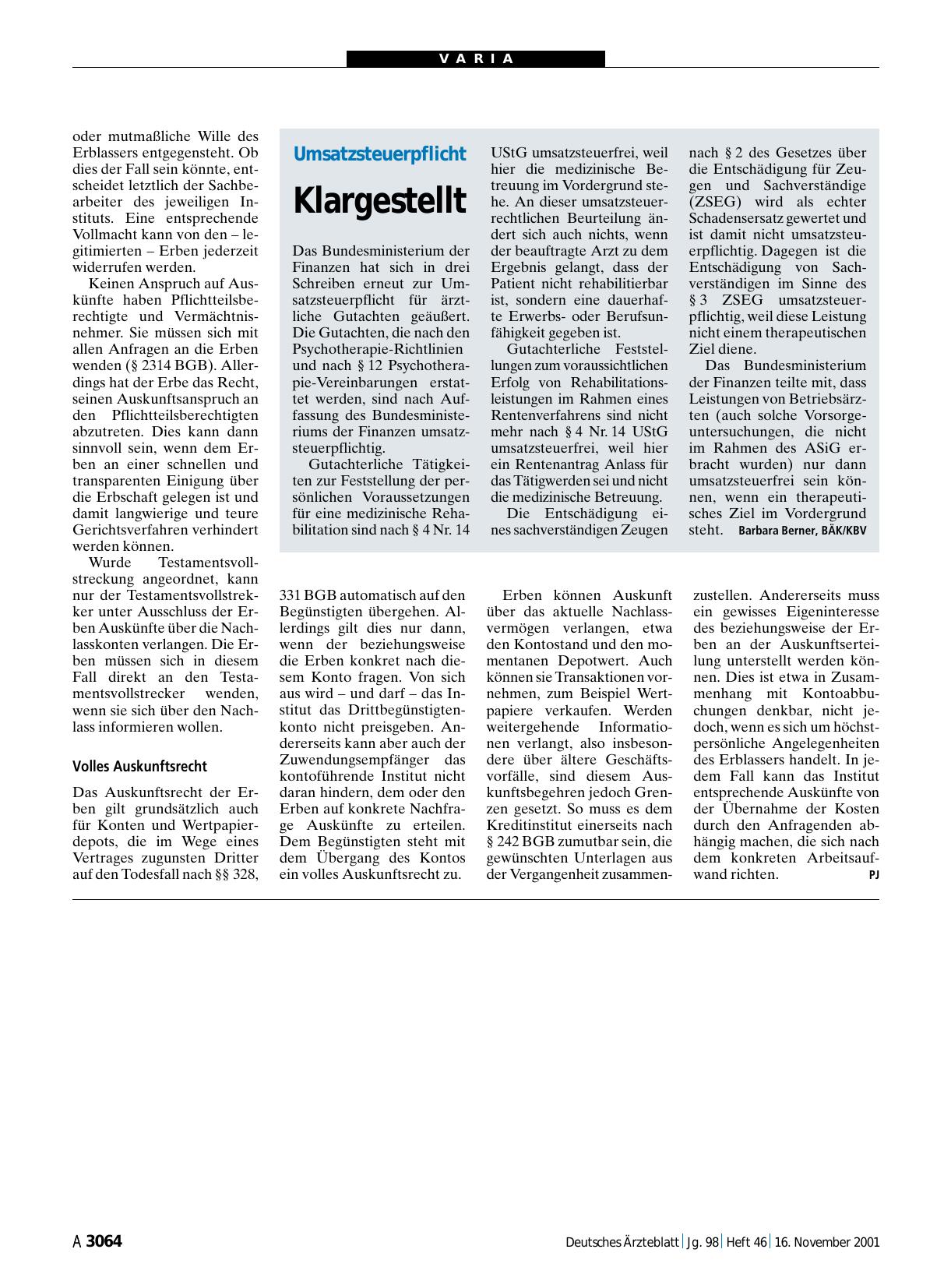 Vorschauseite 1: Umsatzsteuerpflicht: Klargestellt