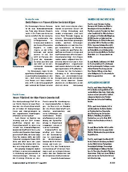Vorschauseite 1: Patrick Cramer: Neuer Präsident der Max-Planck-Gesellschaft