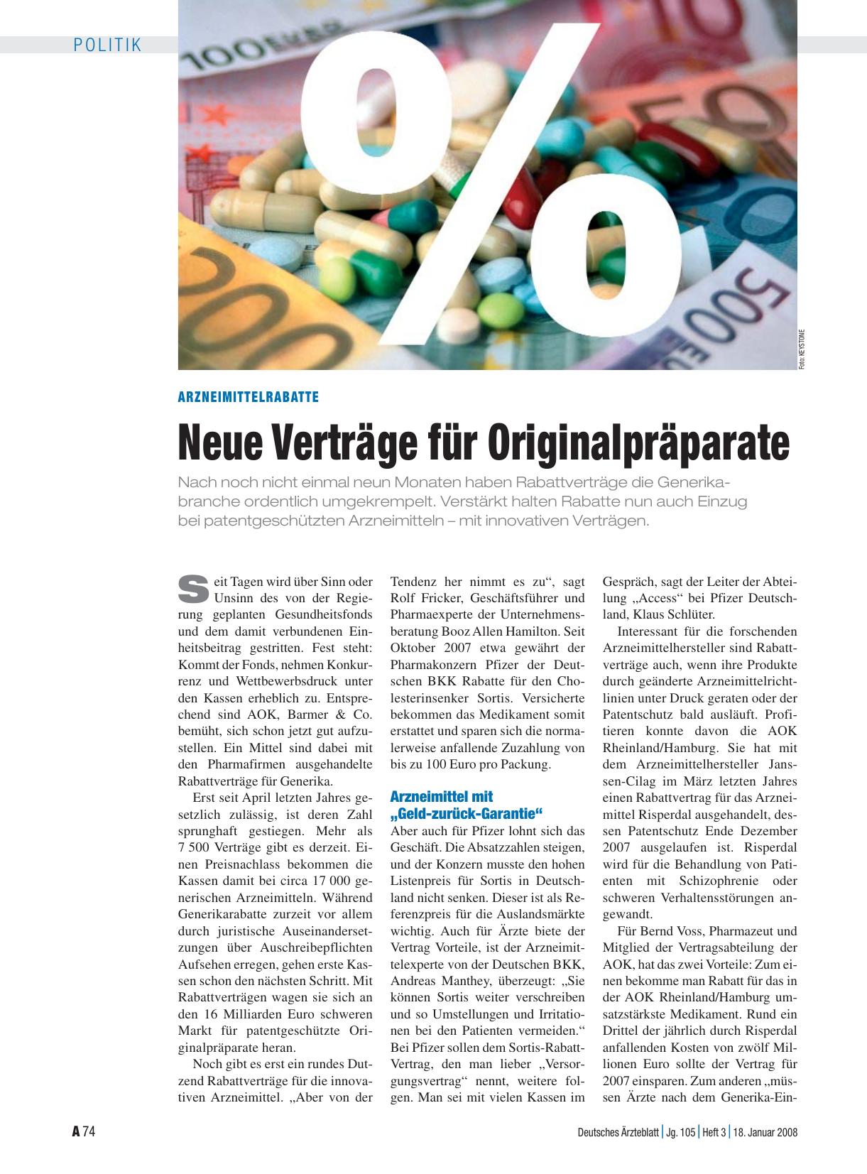 Vorschauseite 1: Arzneimittelrabatte: Neue Verträge für Originalpräparate