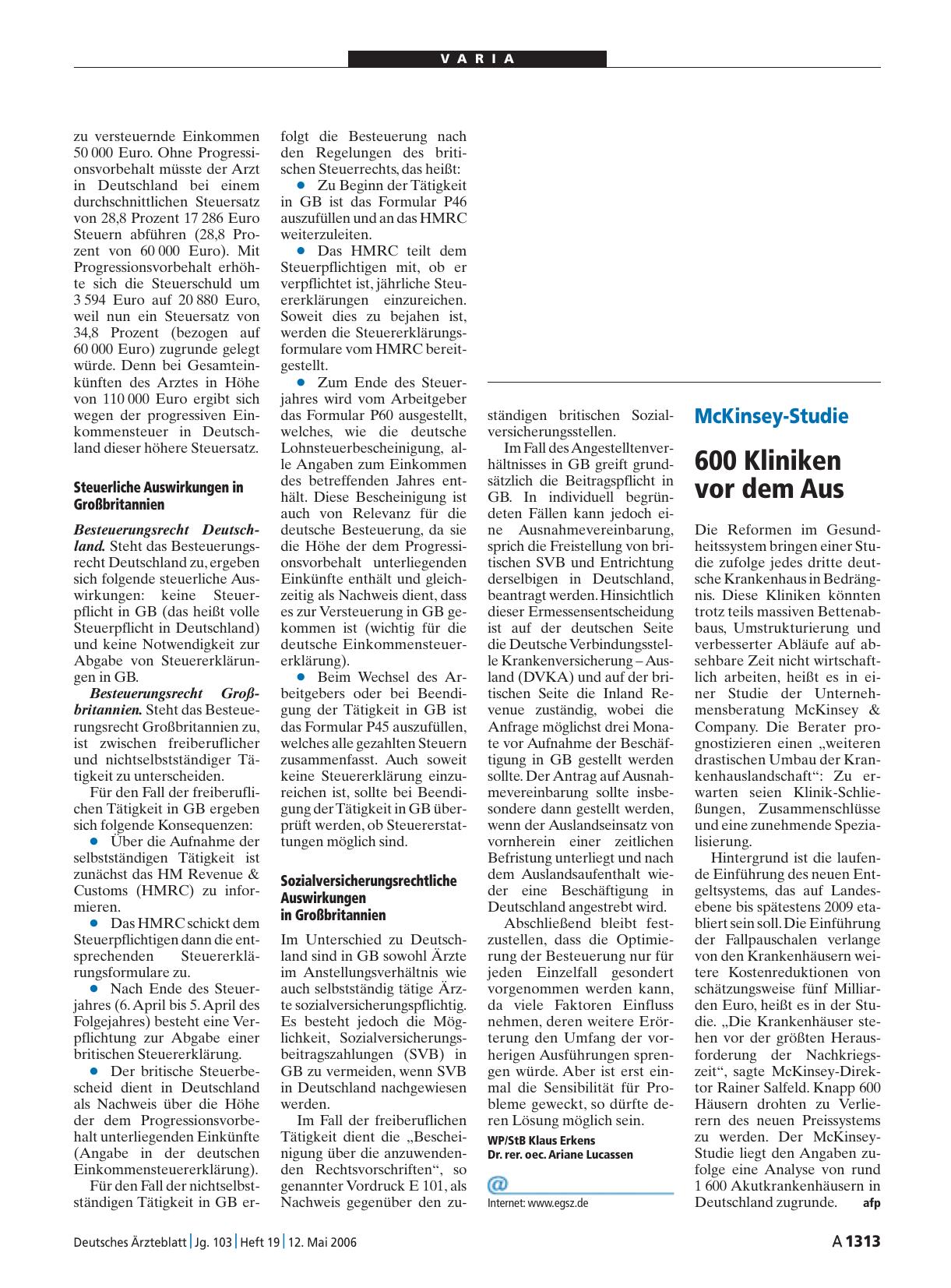 Vorschauseite 1: McKinsey-Studie: 600 Kliniken vor dem Aus