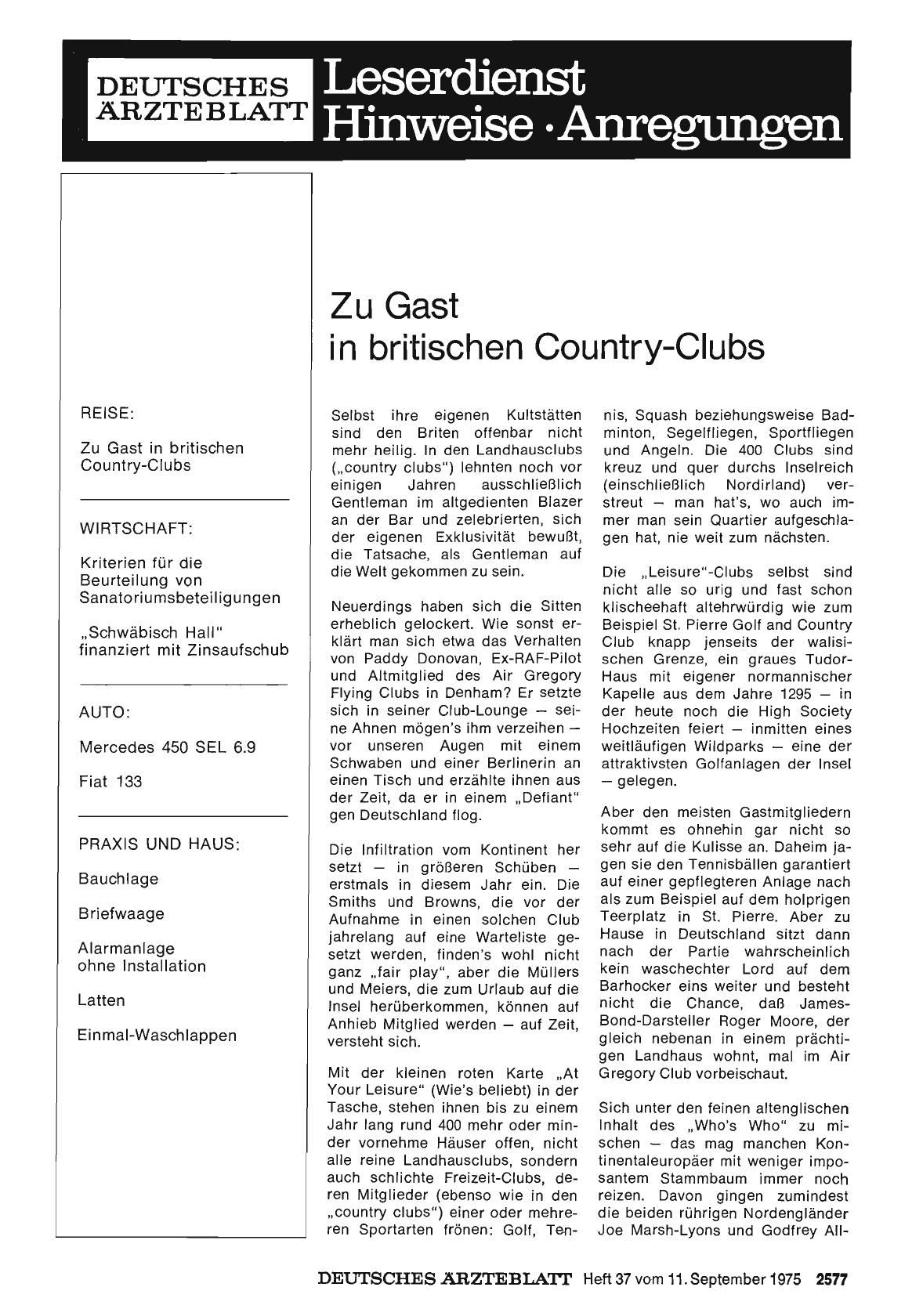 Vorschauseite 1: Zu Gast in britischen Country-Clubs