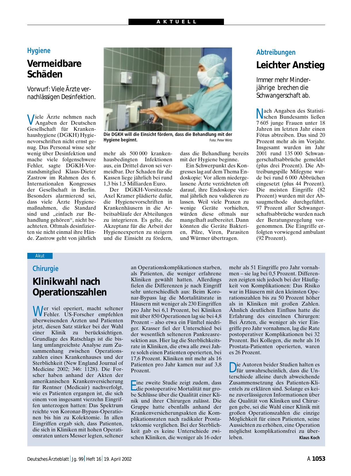 Vorschauseite 1: Abtreibungen: Leichter Anstieg