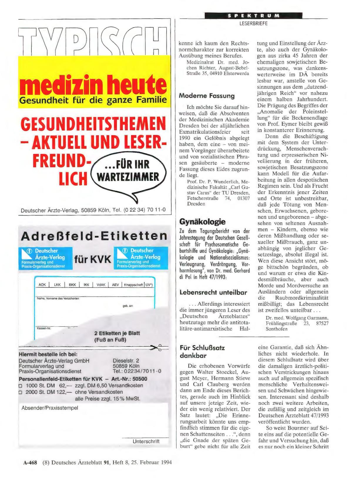 Vorschauseite 1: Gynäkologie: Lebensrecht unteilbar