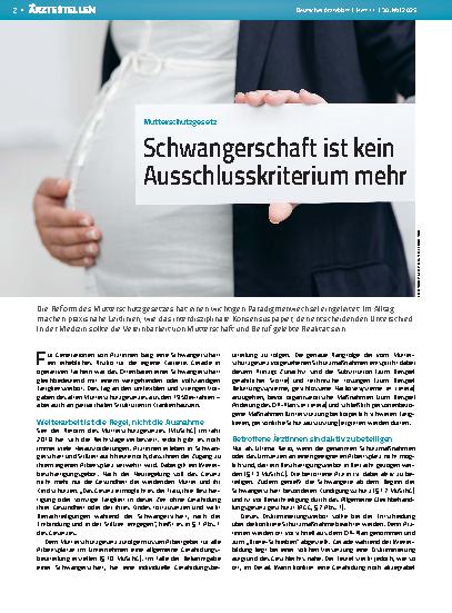 Vorschauseite 1: Mutterschutzgesetz: Schwangerschaft ist kein Ausschlusskriterium mehr