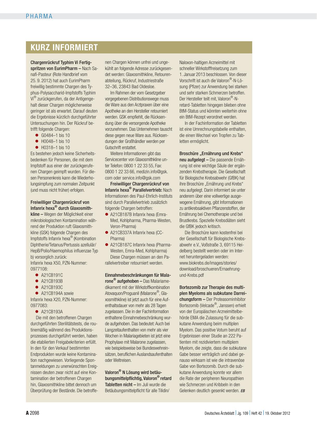 Vorschauseite 1: Kurz informiert