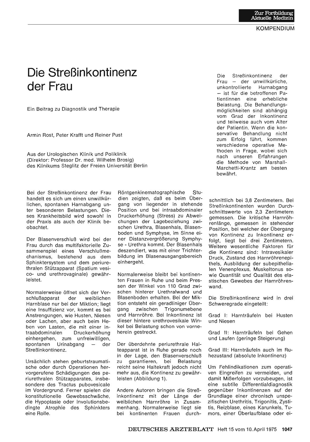 Vorschauseite 1: Die Streßinkontinenz der Frau