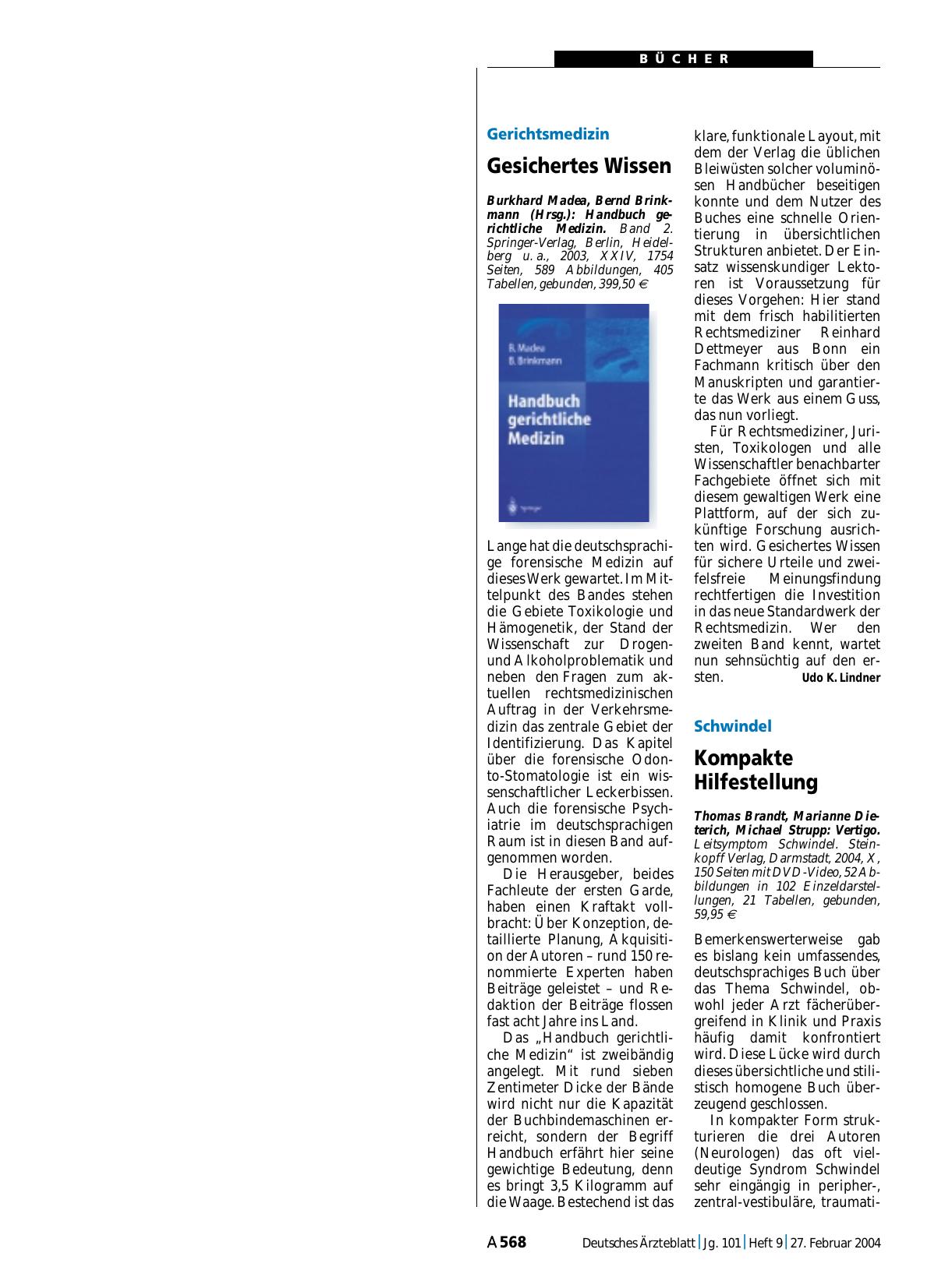 Vorschauseite 1: Handbuch gerichtliche Medizin. Band 2