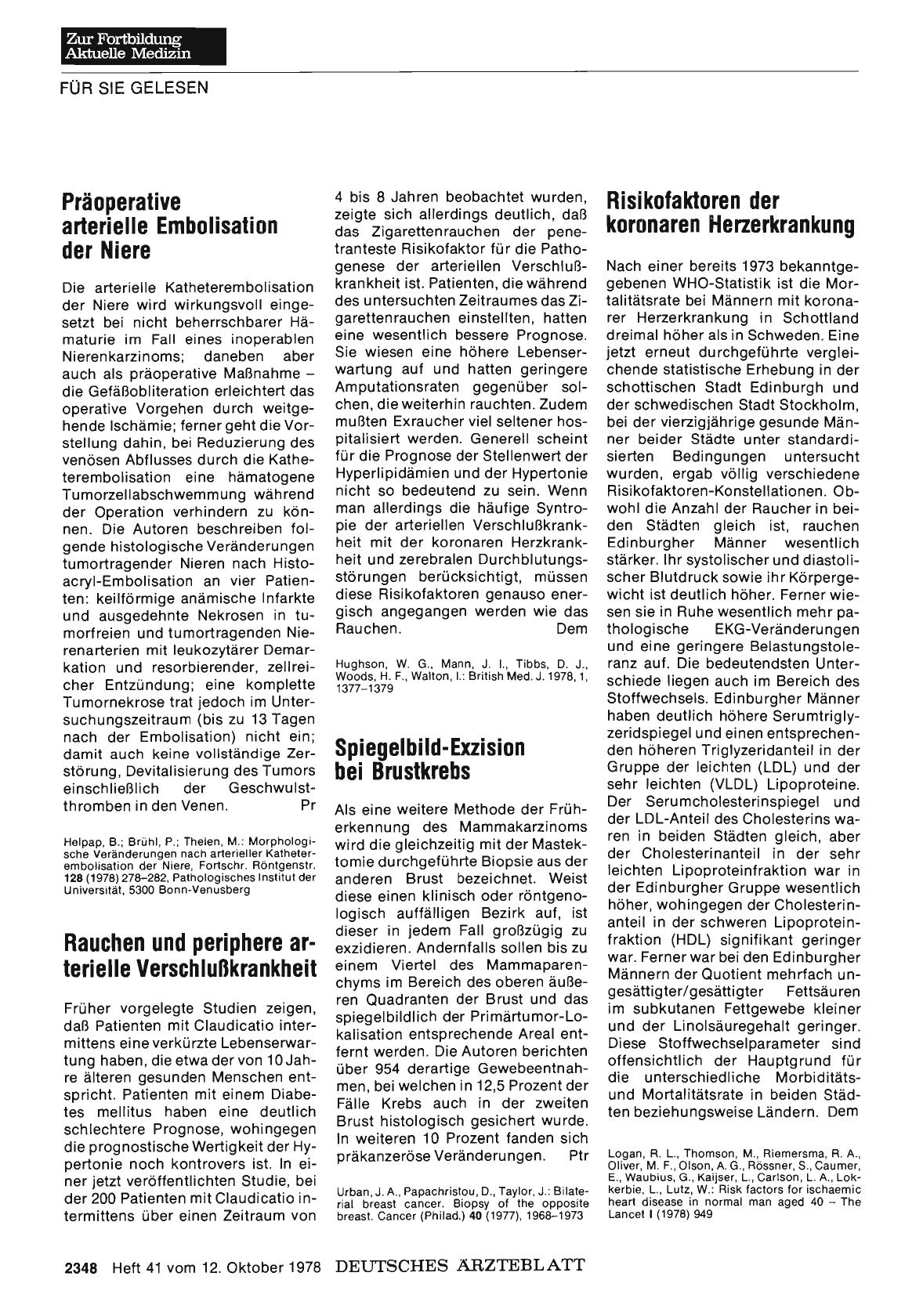 Vorschauseite 1: Rauchen und periphere arterielle Verschlußkrankheit