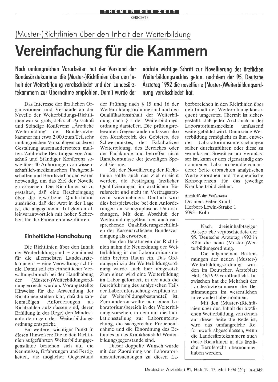 Vorschauseite 1: (Muster-)Richtlinien über den Inhalt der Weiterbildung: Vereinfachung für die Kammern