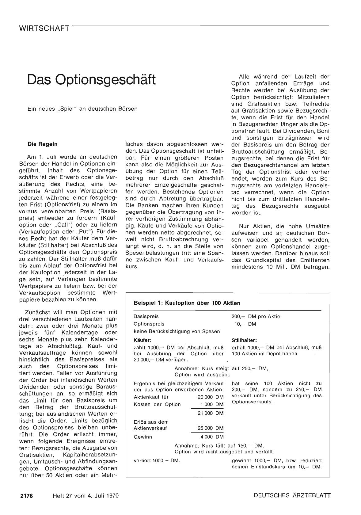 Vorschauseite 1: Das Optionsgeschäft