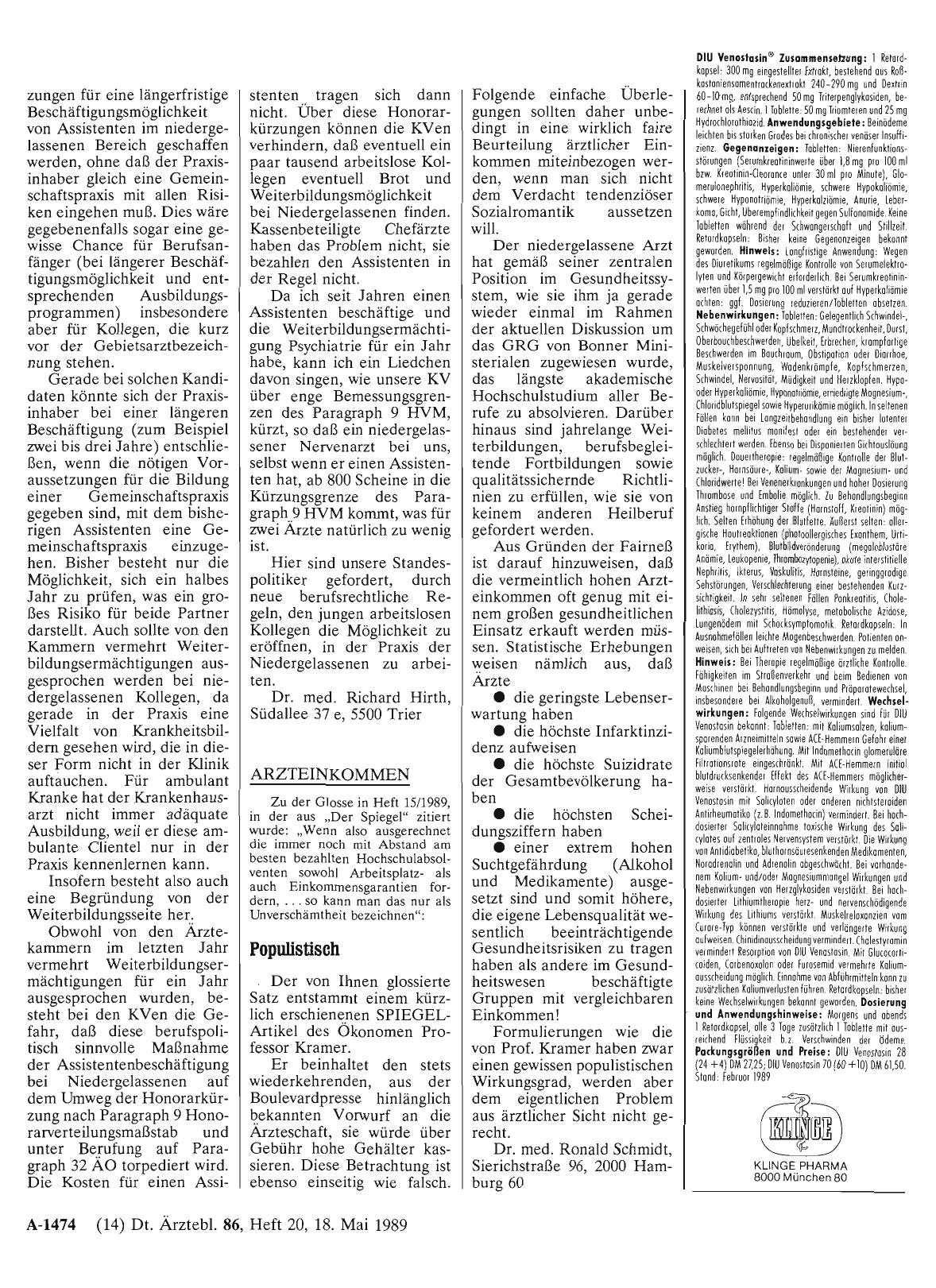 Vorschauseite 1: ARZTEINKOMMEN: Populistisch