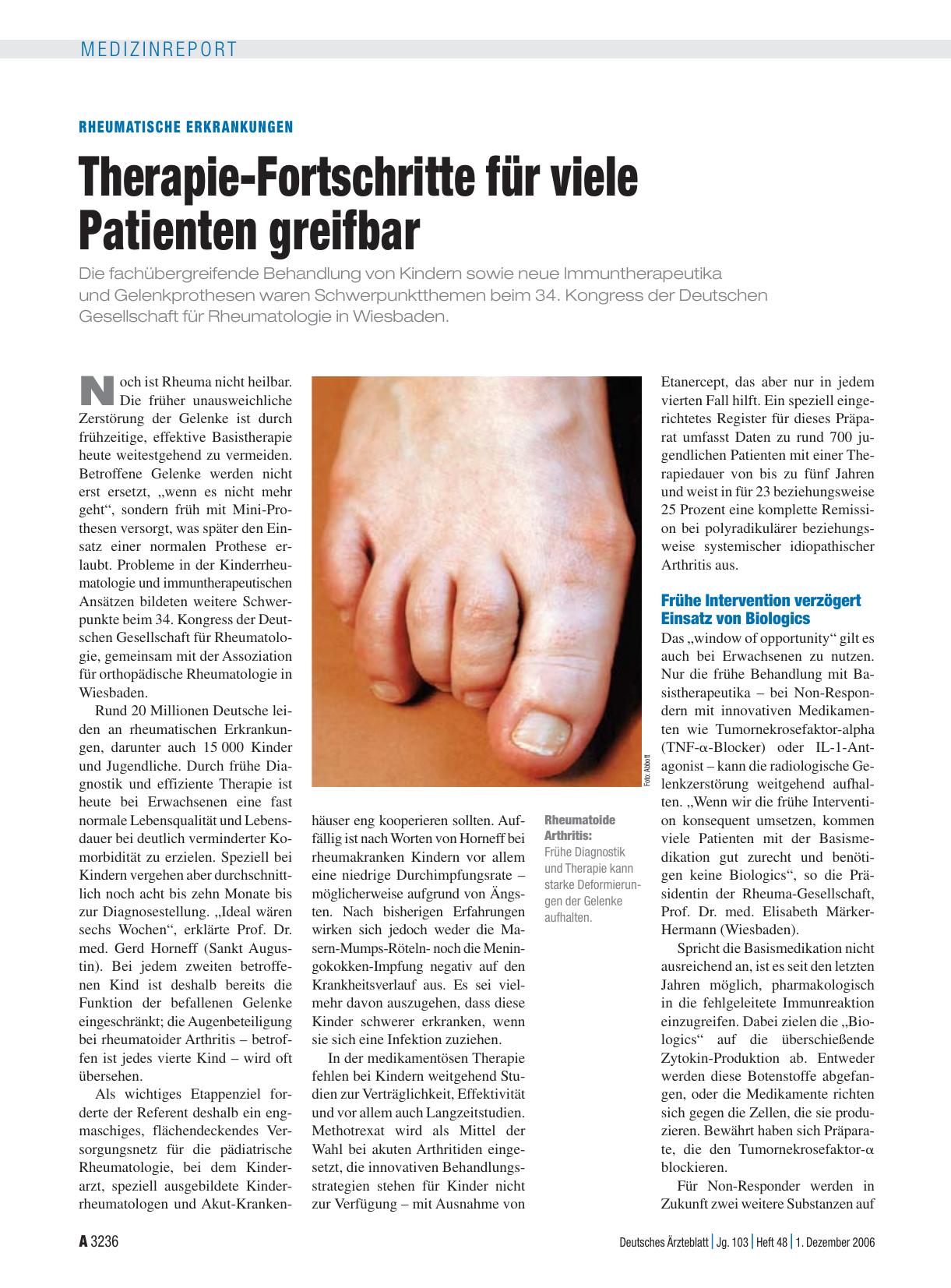 Vorschauseite 1: Rheumatische Erkrankungen: Therapie-Fortschritte für viele Patienten greifbar