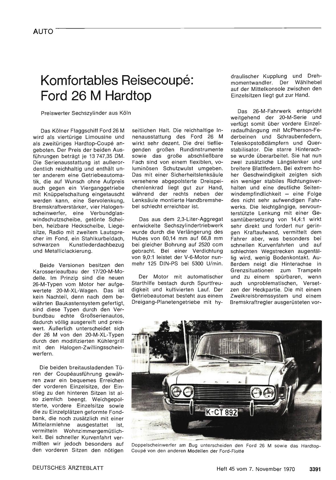 Vorschauseite 1: Komfortables Reisecoupé: Ford 26 M Hardtop