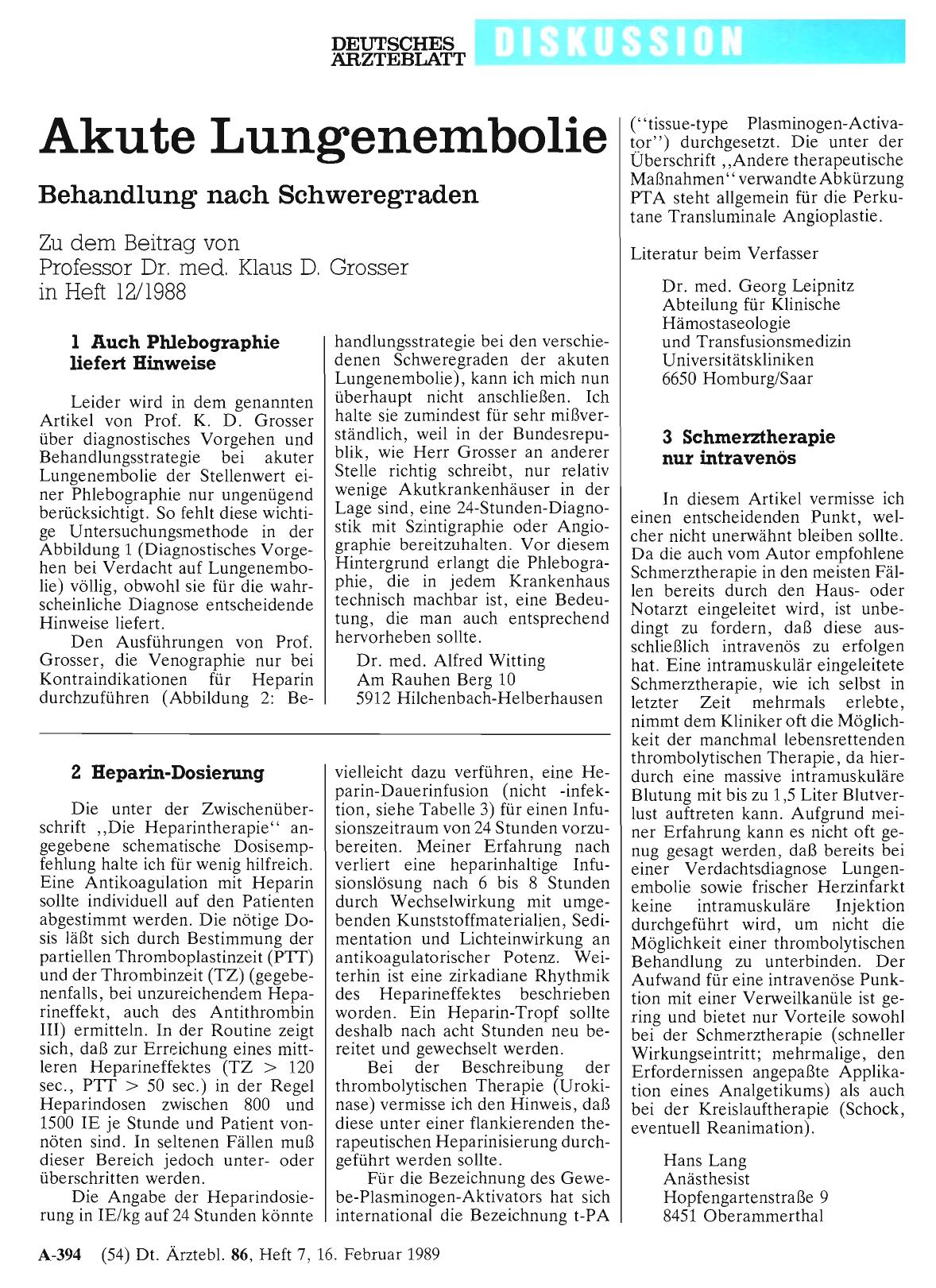 Vorschauseite 1: Akute Lungenembolie: 3 Schmerztherapie nur intravenös