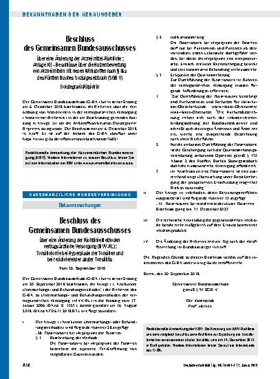 Vorschauseite 1: Beschluss des Gemeinsamen Bundesausschusses über eine Änderung der Arzneimittel-Richtlinie: Anlage XII – Dolutegravir/Rilpivirin