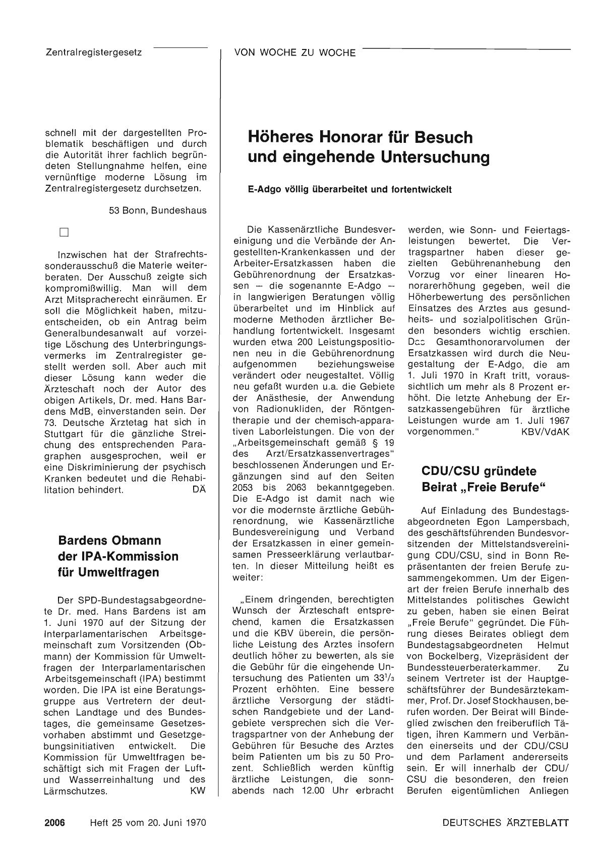 Vorschauseite 1: CDU/CSU gründete Beirat „Freie Berufe"