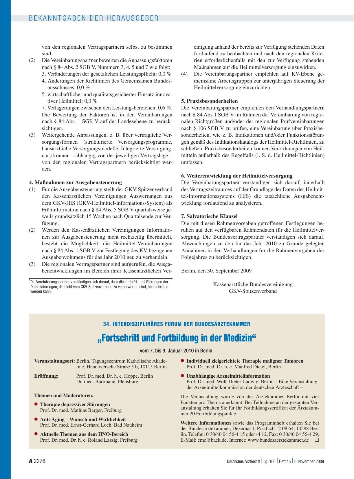 Vorschauseite 1: 34. Interdisziplinäres Forum der Bundesärztekammer: „Fortschritt und Fortbildung in der Medizin“