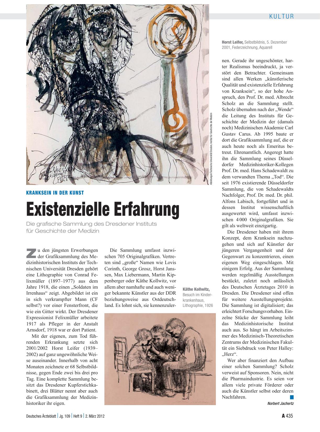 Vorschauseite 1: Kranksein in der Kunst: Existenzielle Erfahrung