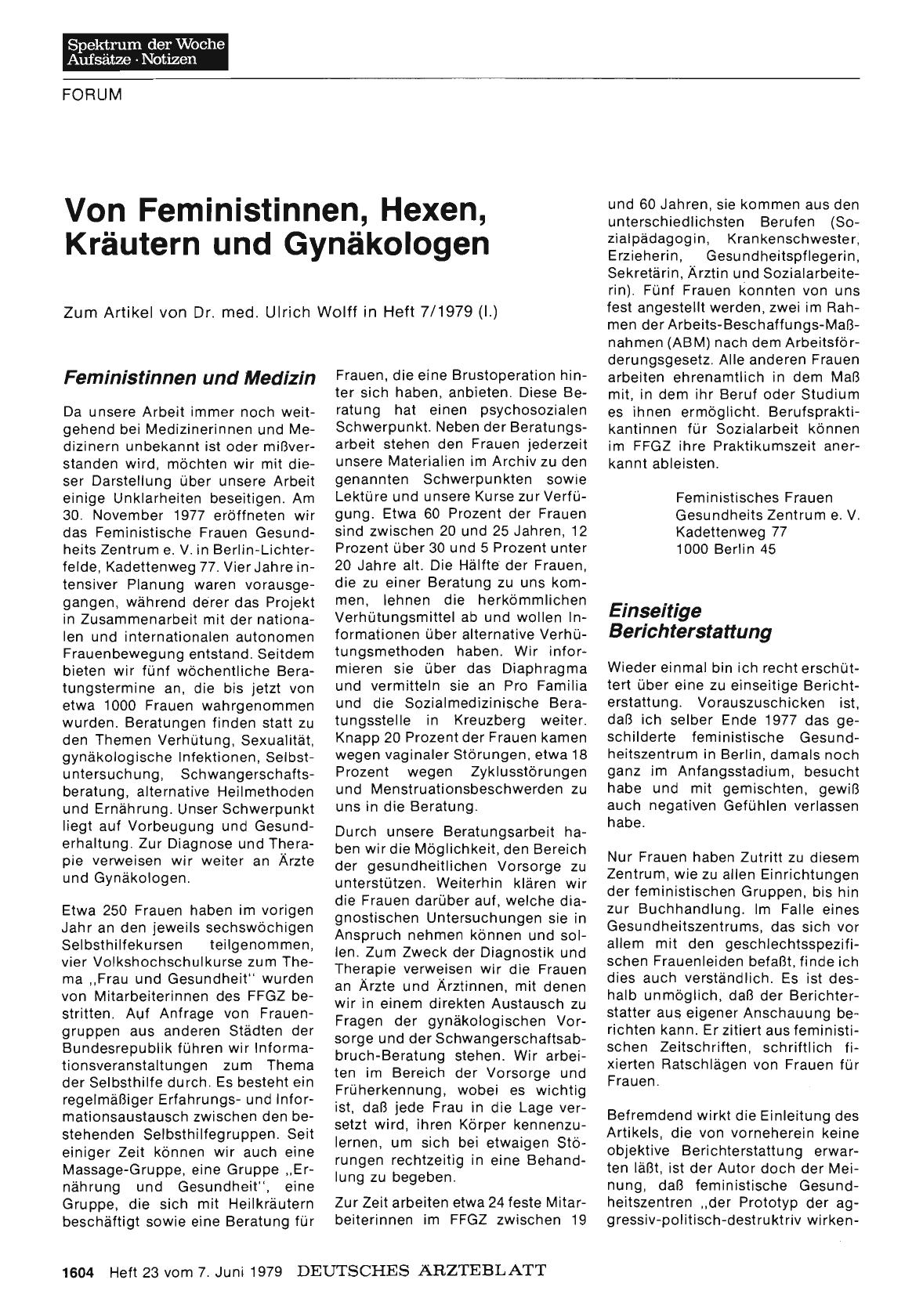 Vorschauseite 1: Von Feministinnen, Hexen, Kräutern und Gynäkologen