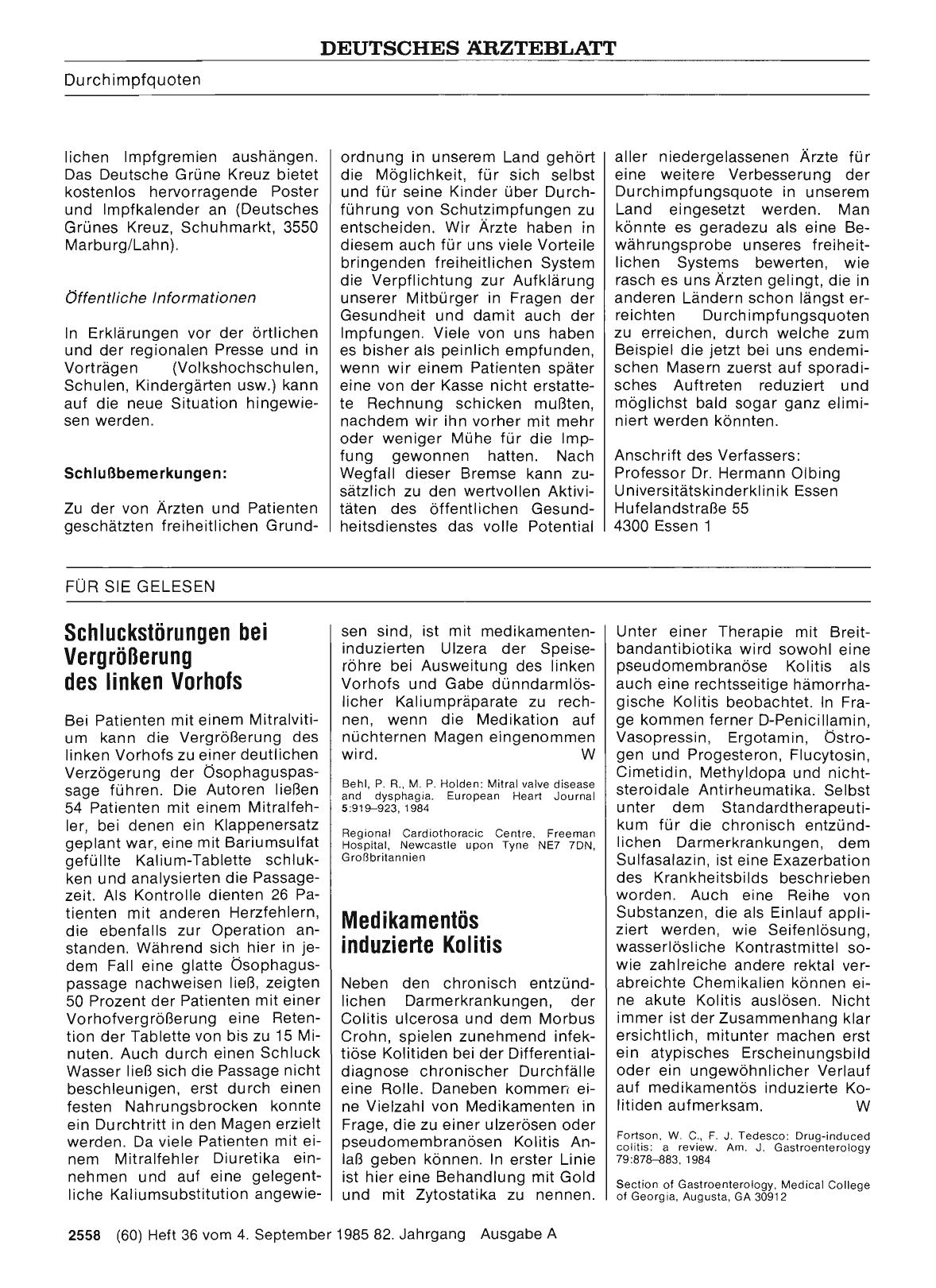 Vorschauseite 1: Schluckstörungen bei Vergrößerung des linken Vorhofs