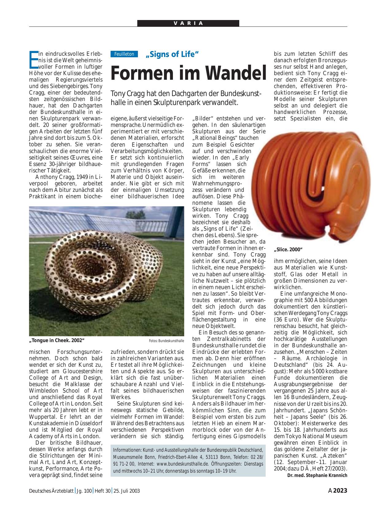 Vorschauseite 1: „Signs of Life“: Formen im Wandel