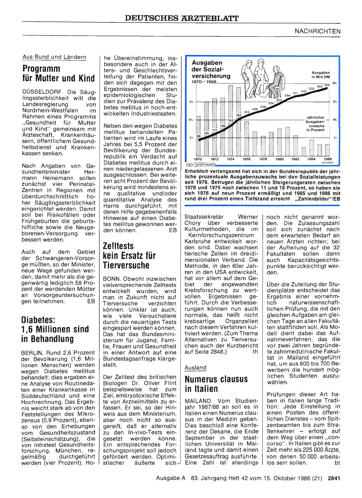 Vorschauseite 1: Ausgaben der Sozialversicherung 1970 —1986