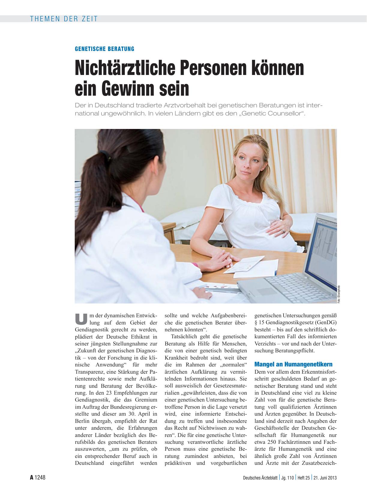 Vorschauseite 1: Genetische Beratung: Nichtärztliche Personen können ein Gewinn sein