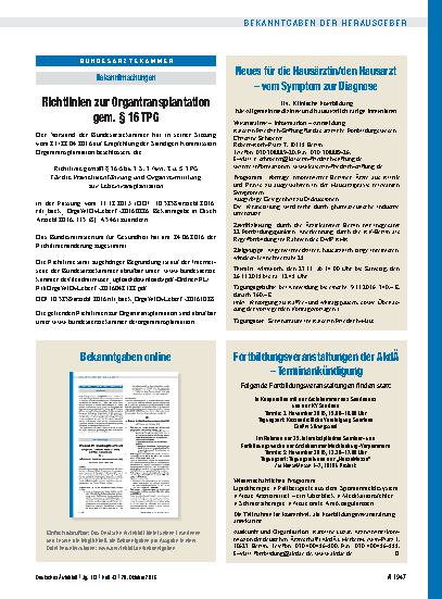 Vorschauseite 1: Richtlinien zur Organtransplantation gem. § 16 TPG