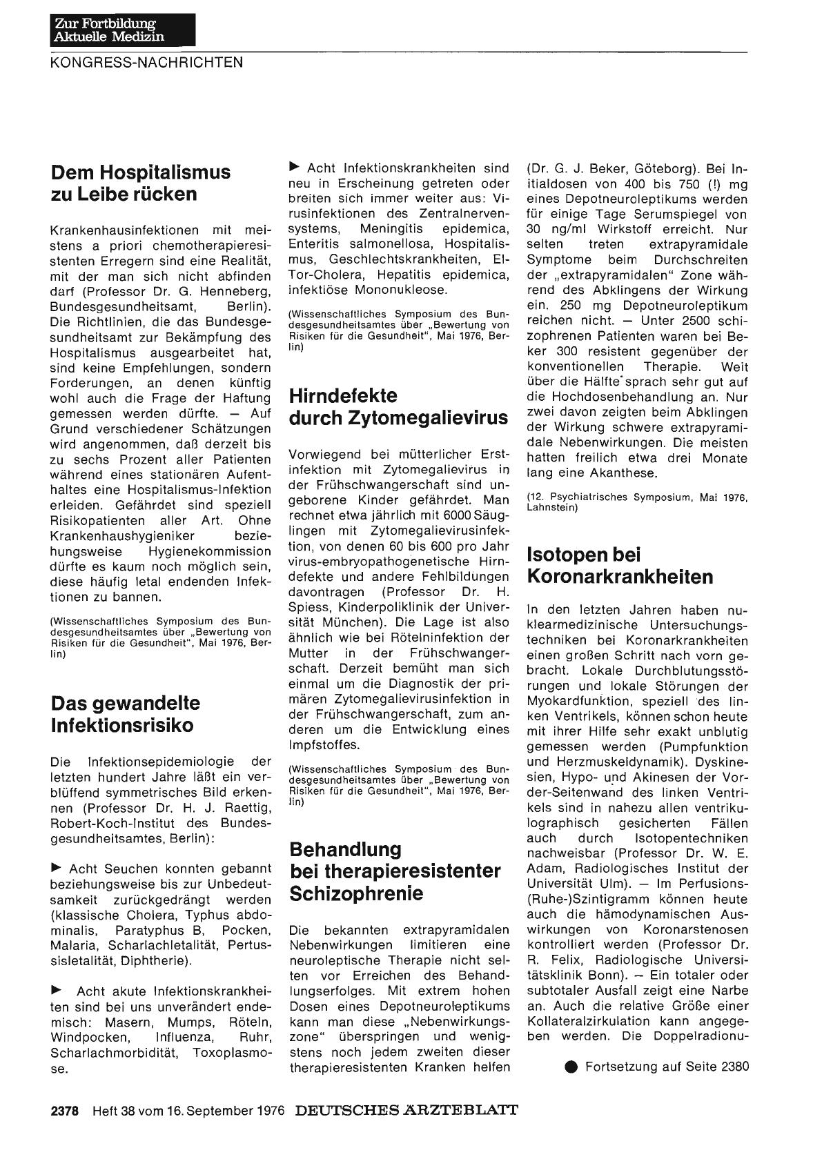 Vorschauseite 1: Das gewandelte Infektionsrisiko