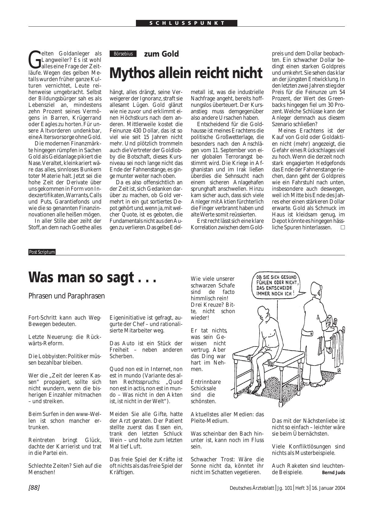 Vorschauseite 1: zum Gold: Mythos allein reicht nicht