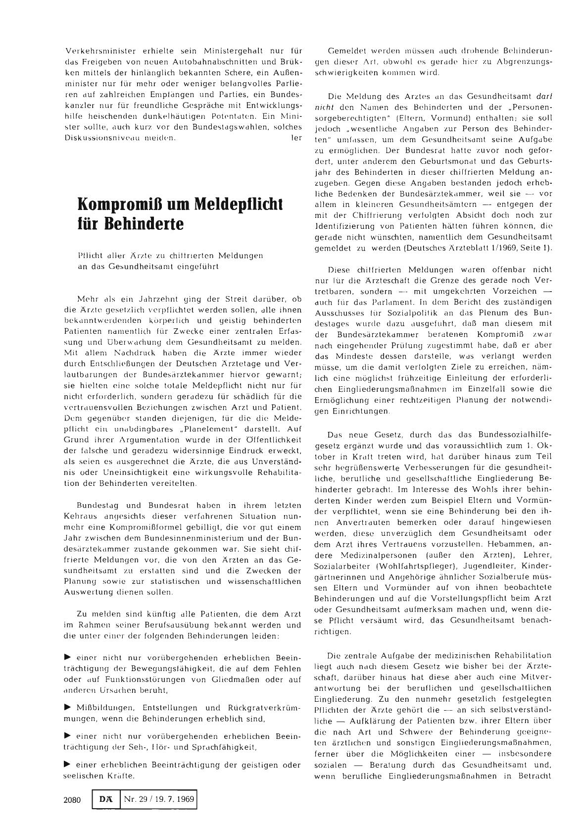 Vorschauseite 1: Kompromiß um Meldepflicht für Behinderte