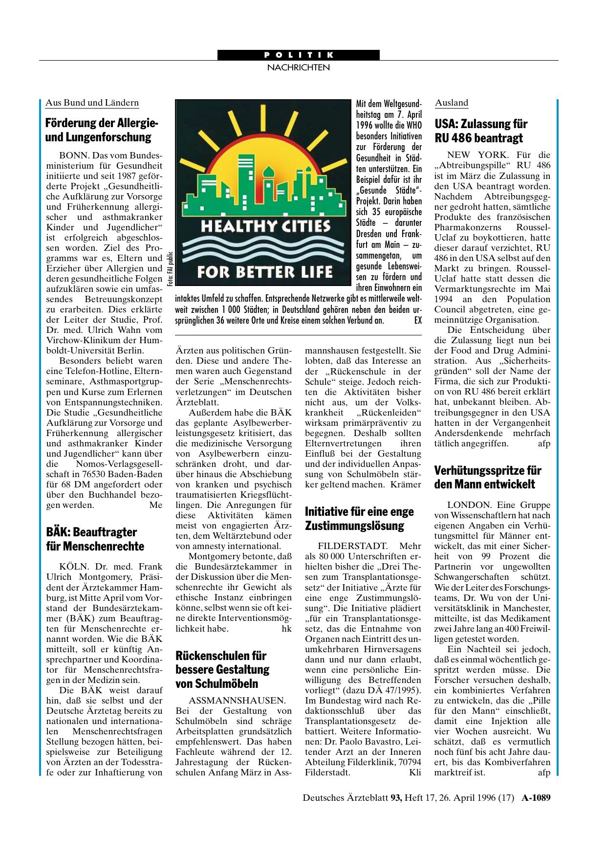 Vorschauseite 1: Förderung der Allergieund Lungenforschung