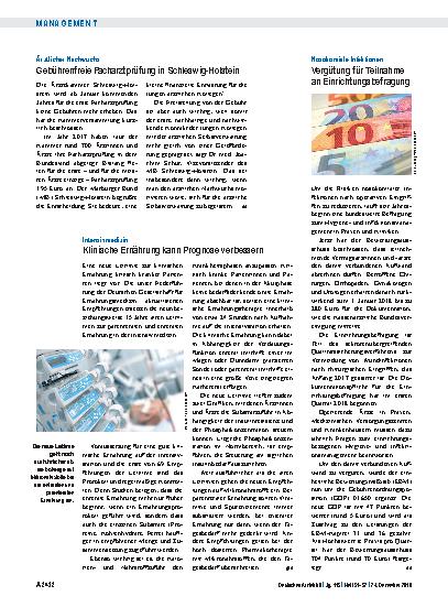 Vorschauseite 1: Nosokomiale Infektionen: Vergütung für Teilnahme an Einrichtungsbefragung